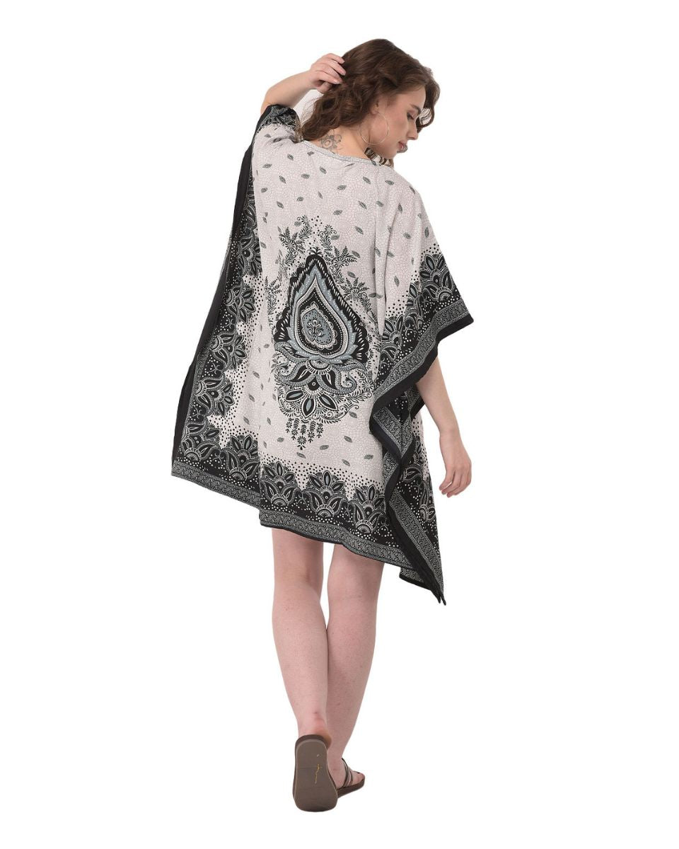 Fashionable Plus Size Women's Beige Paisley Pattern Polyester Tunic for Trendy Ladies