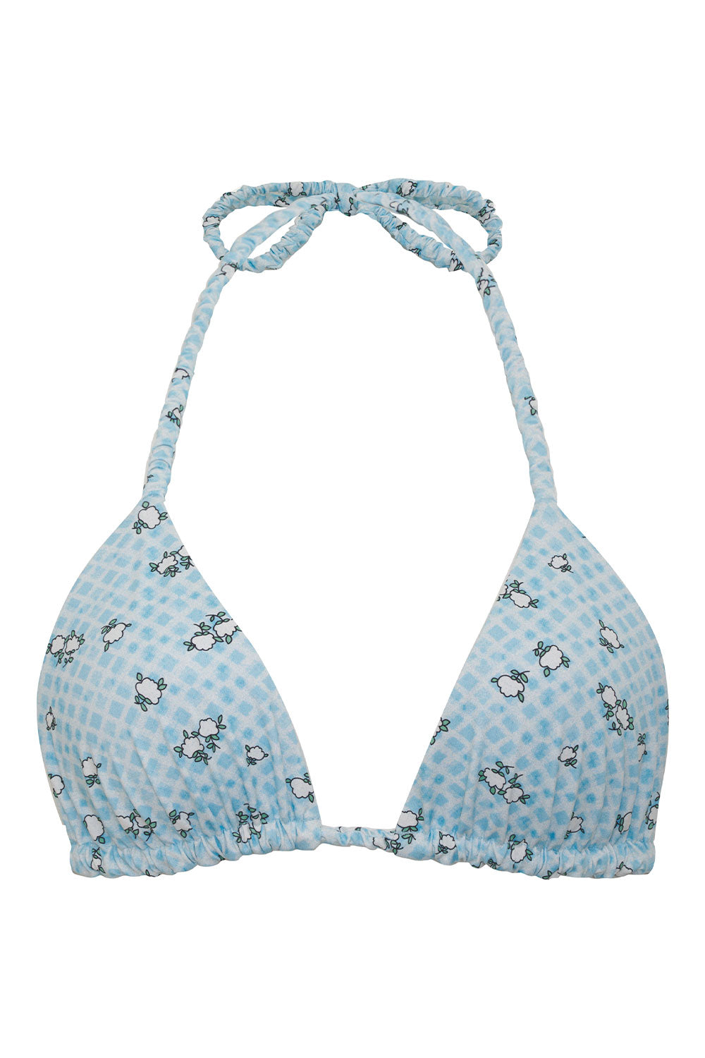 Stylish Hope Gingham & Posie Floral Triangle Bikini Top for Summer