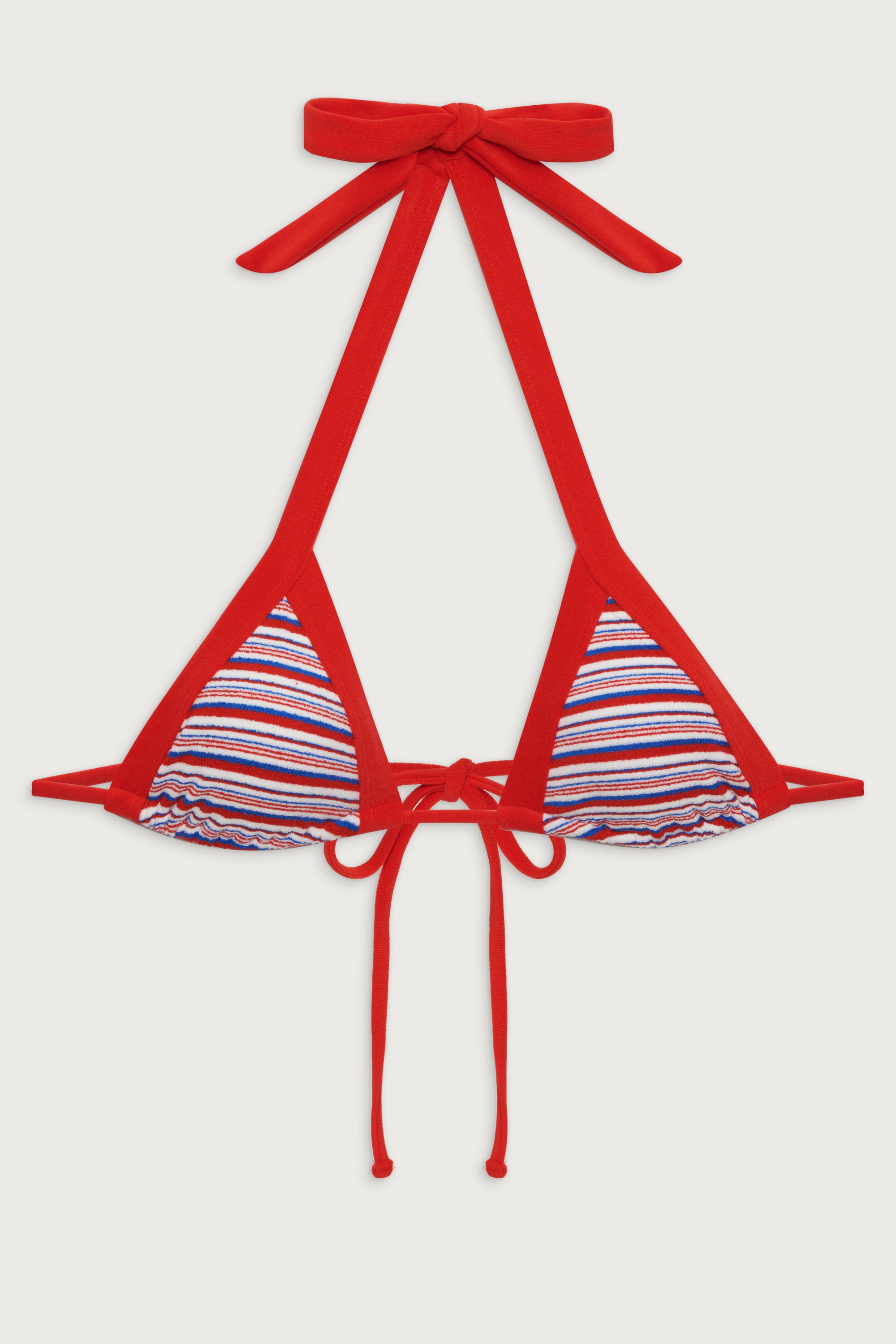 Taite Terry Striped Triangle Bikini Top for a Vibrant American Summer