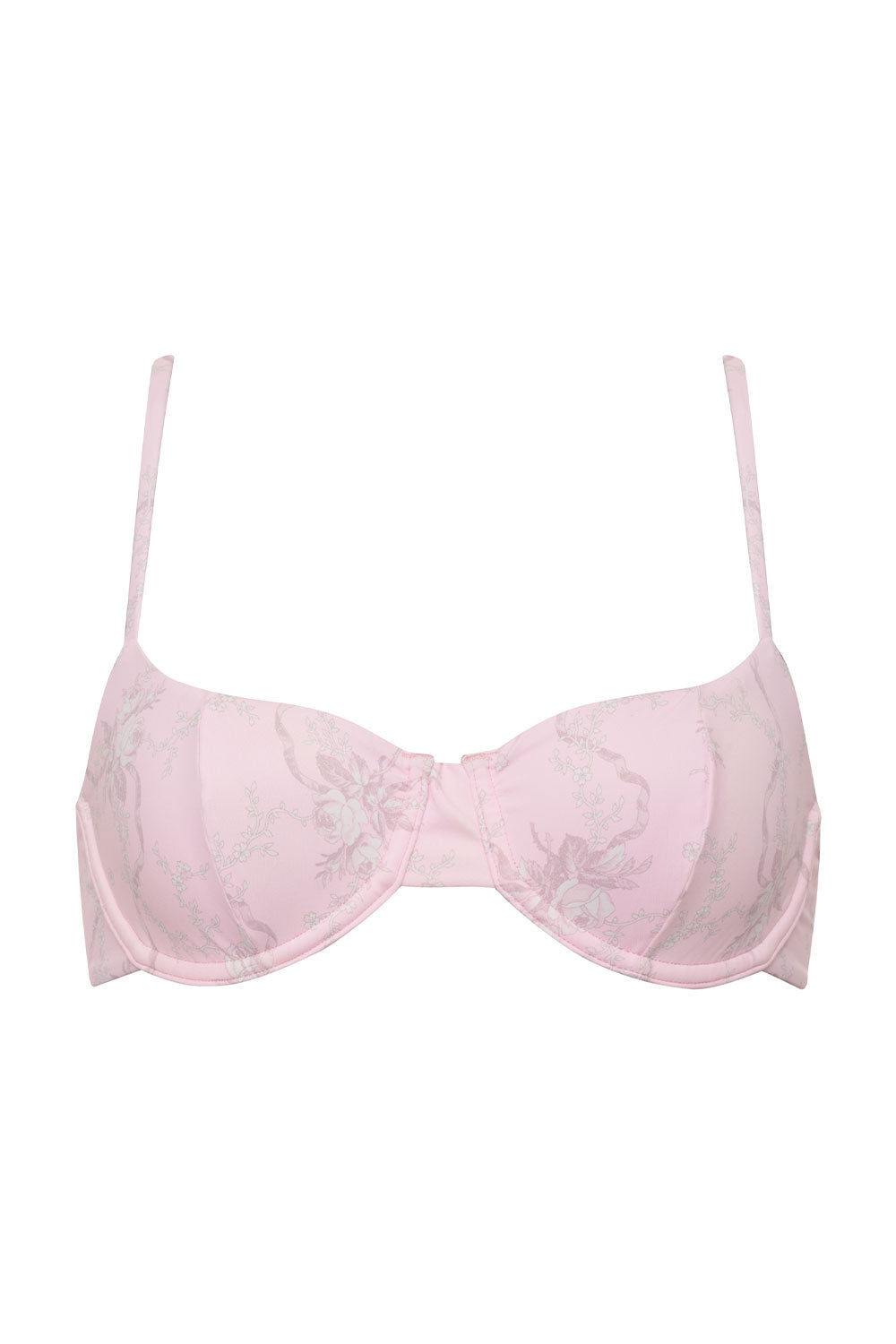 Aurora Floral Pam Underwire Bikini Top in Pretty Pink