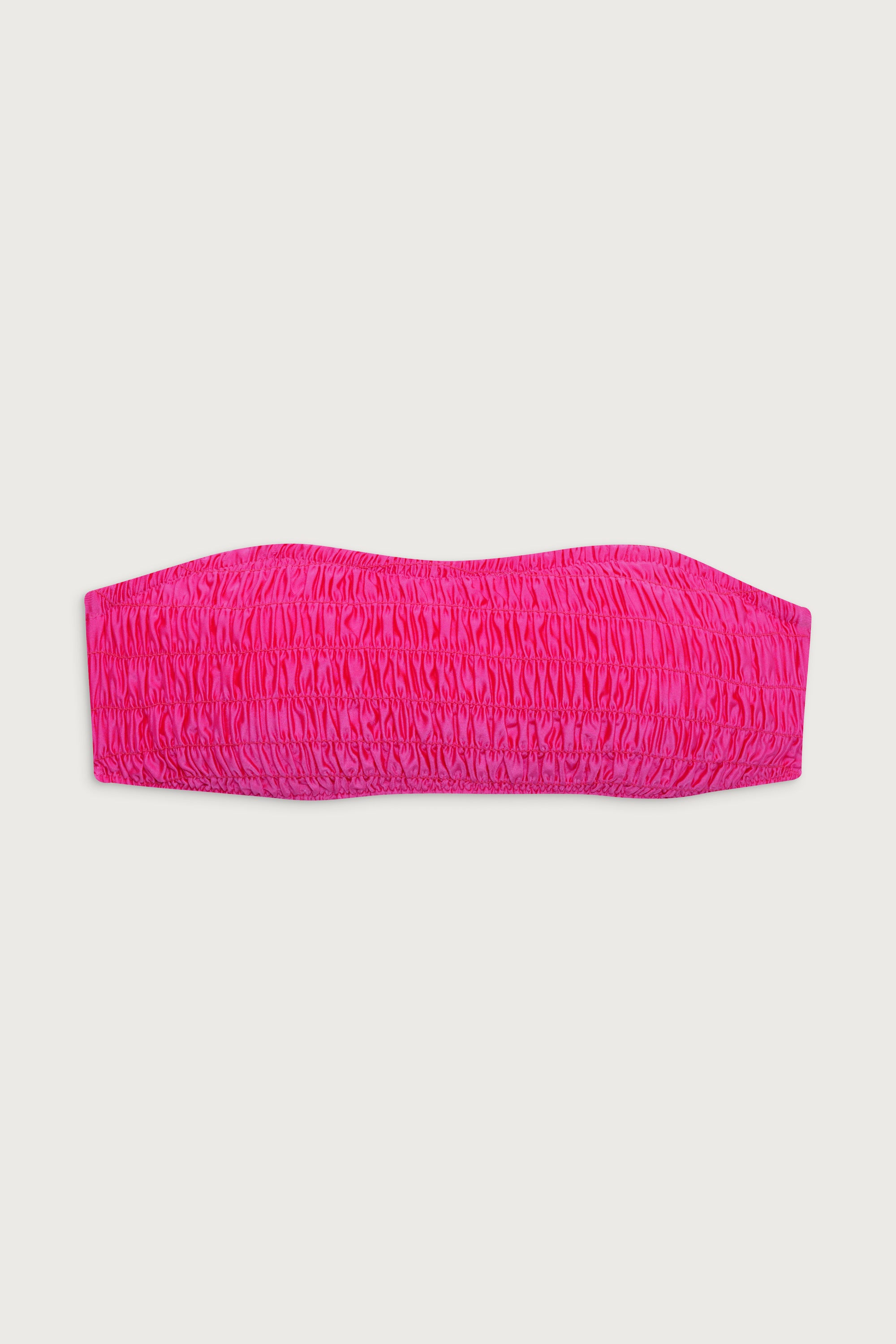 Candy Pink Rosabella Shine Bandeau Bikini Top with Stretchy Texture