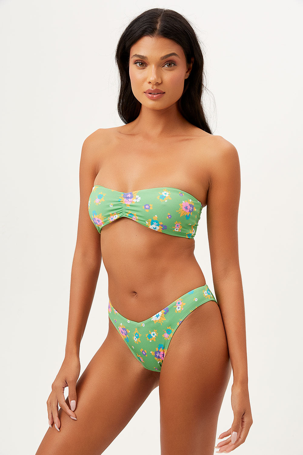 Haven High Cut Cheeky Style Women's Bikini Bottom in Meadow Color