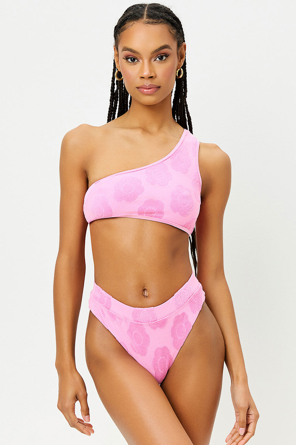 Cove Floral Terry One - Shoulder Bikini Top for Women - Flower - Inspired Design