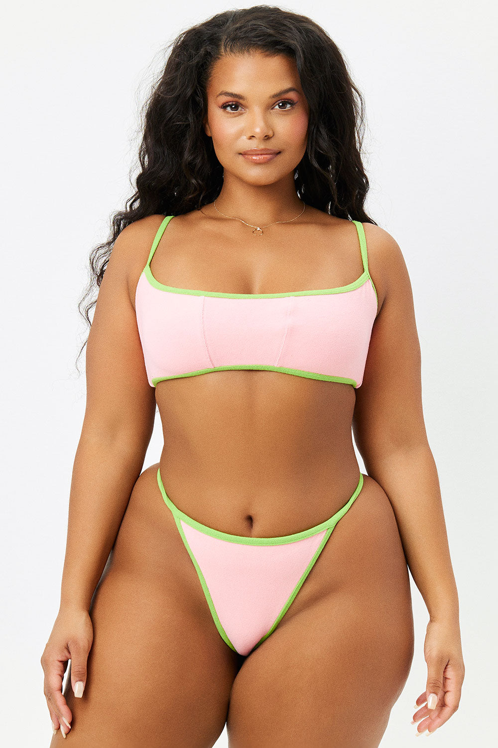Stylish Summer Melon Harmony Terry Adjustable Bralette Bikini Top