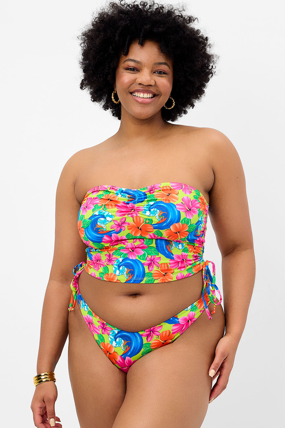 Neon Surfer Paloma Floral Strapless Women's Bikini Top for Tan - Line Free Summer