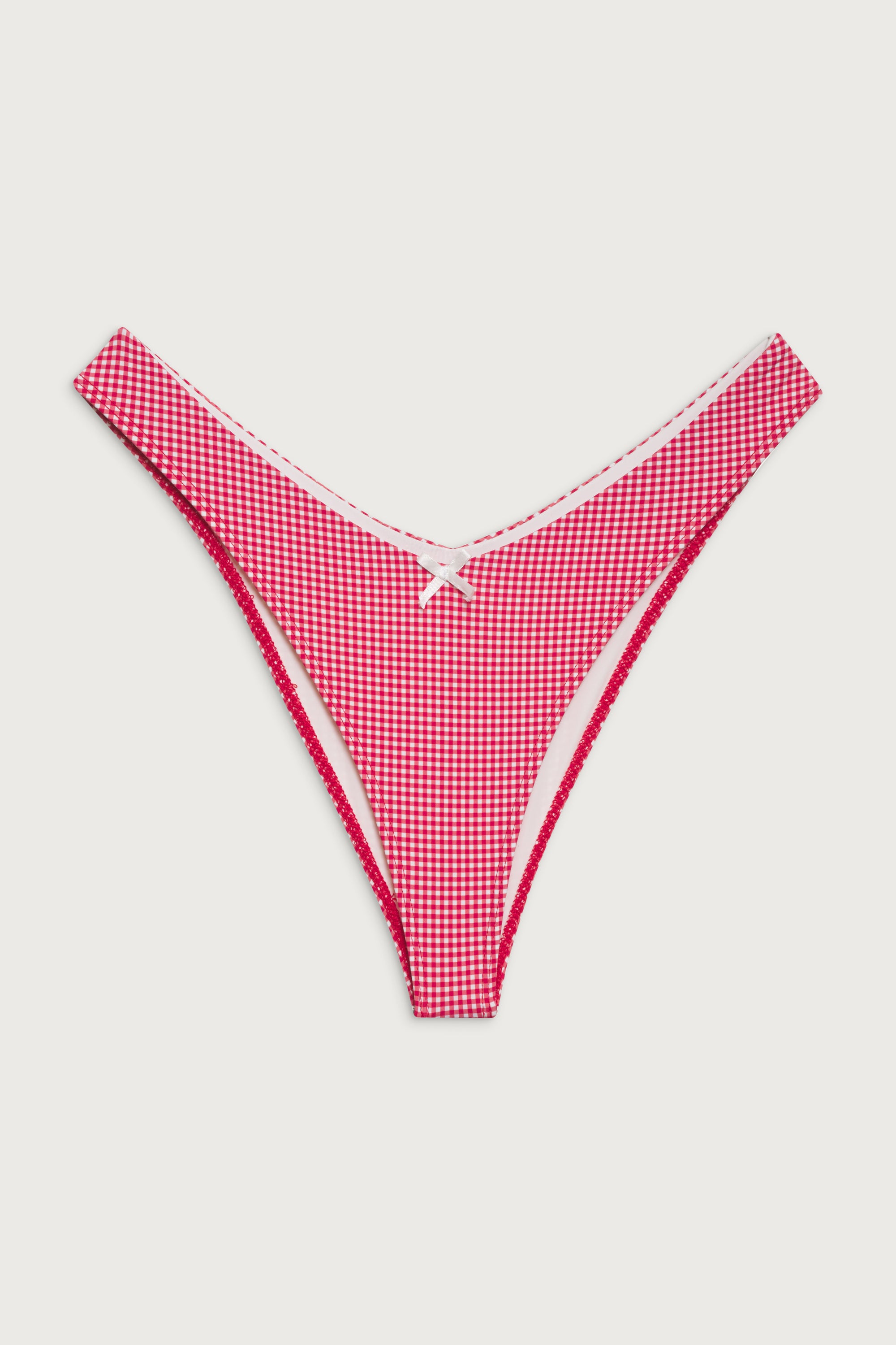 Enzo Feminine Cheeky Style Bikini Bottom with Adorable Ladybug Gingham Pattern