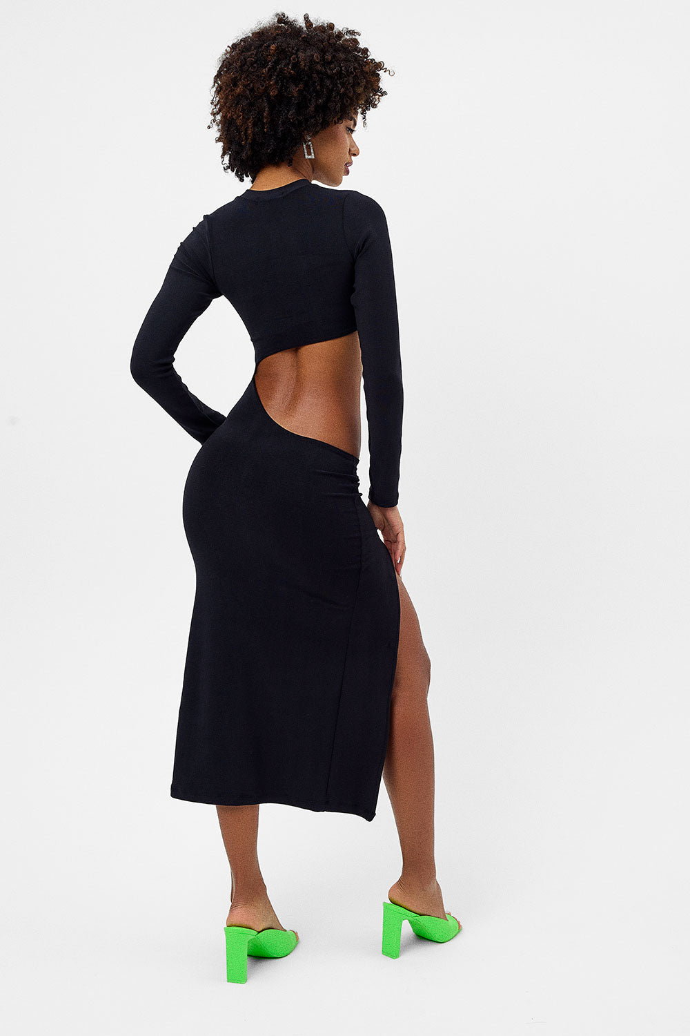 Black Carolina Terry Mid-length Elegant and Sexy Dress