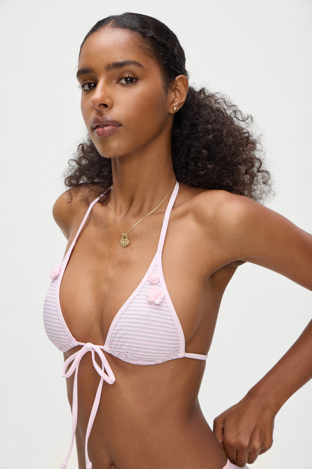 Rosewater Stripe Paradise Micro Halter Bikini Top - A Fashionable Choice