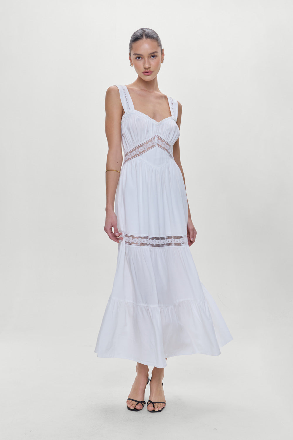 White Eden Ruffle Flowy Maxi Dress for Springtime Romance