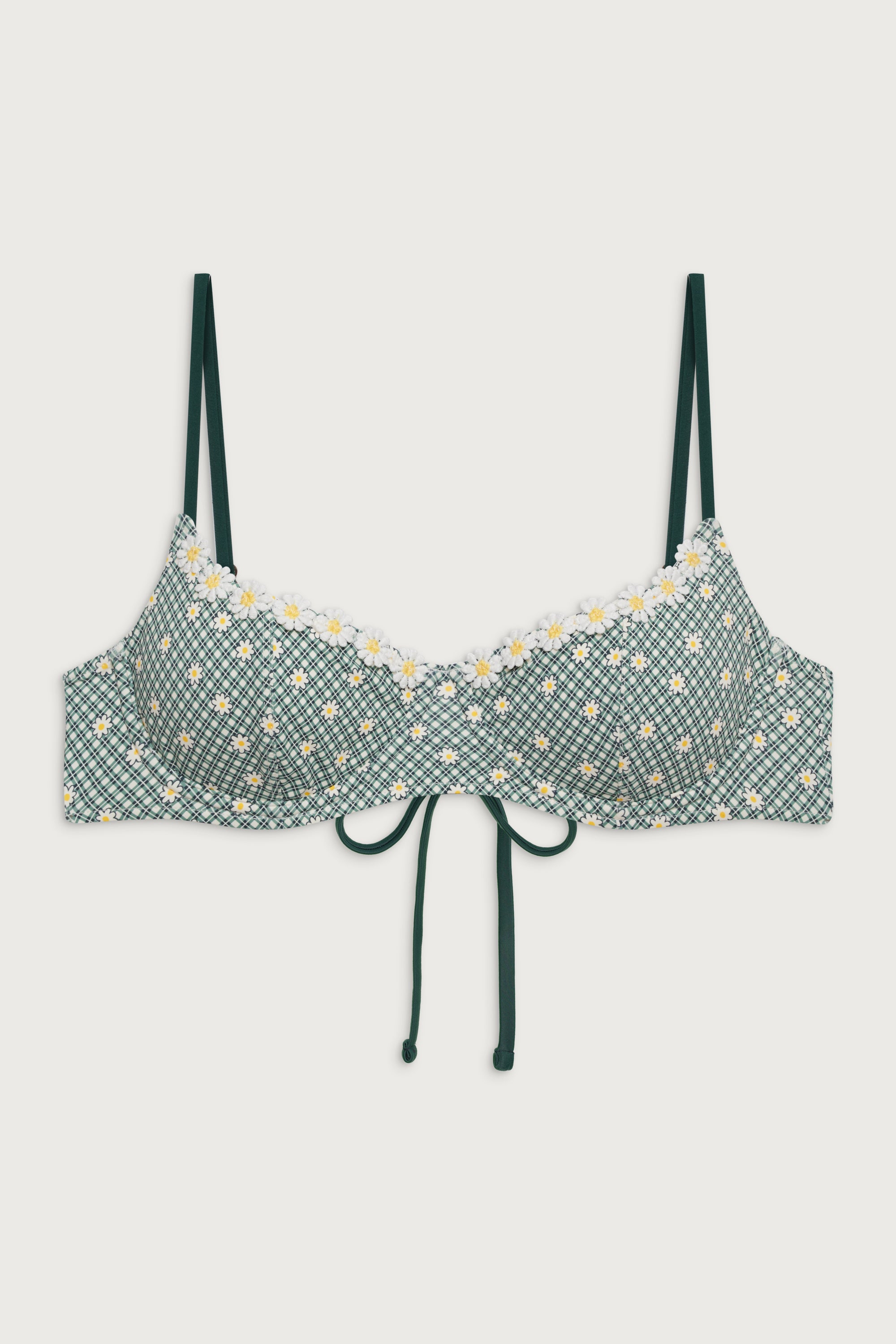 Orchard Picnic - Cola Underwire Gingham Style Women's Bikini Top for Spring