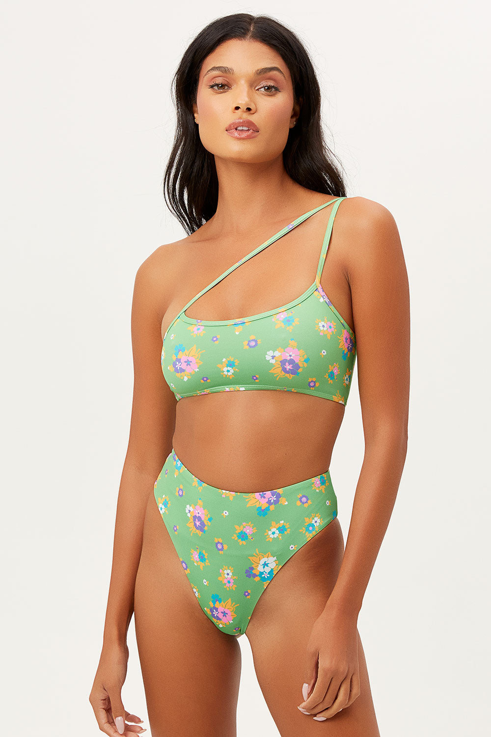Oliver Women's One Shoulder Fashionable Bikini Top in Meadow Style