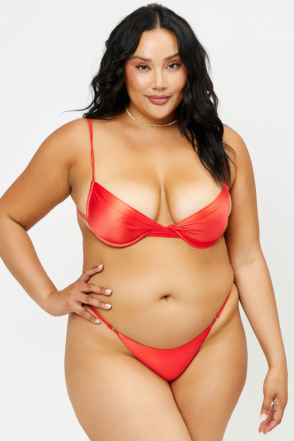 Gorgeous Grenadine Satin Underwire Adjustable-Strap Bikini Top