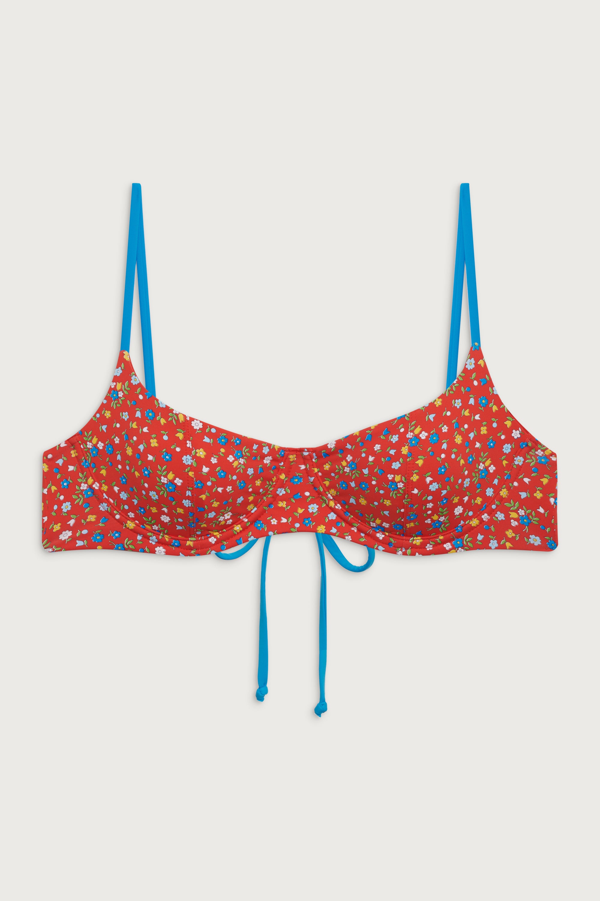 Cola Adjustable Underwire Balconette Bikini Top with Seaside Farm Floral Print