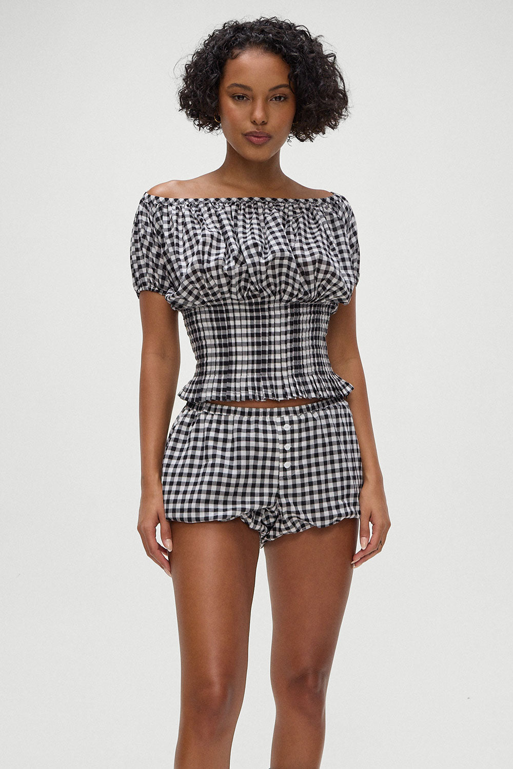 Black Gingham Cider Bubble Bloomers Shorts for a Vintage Look
