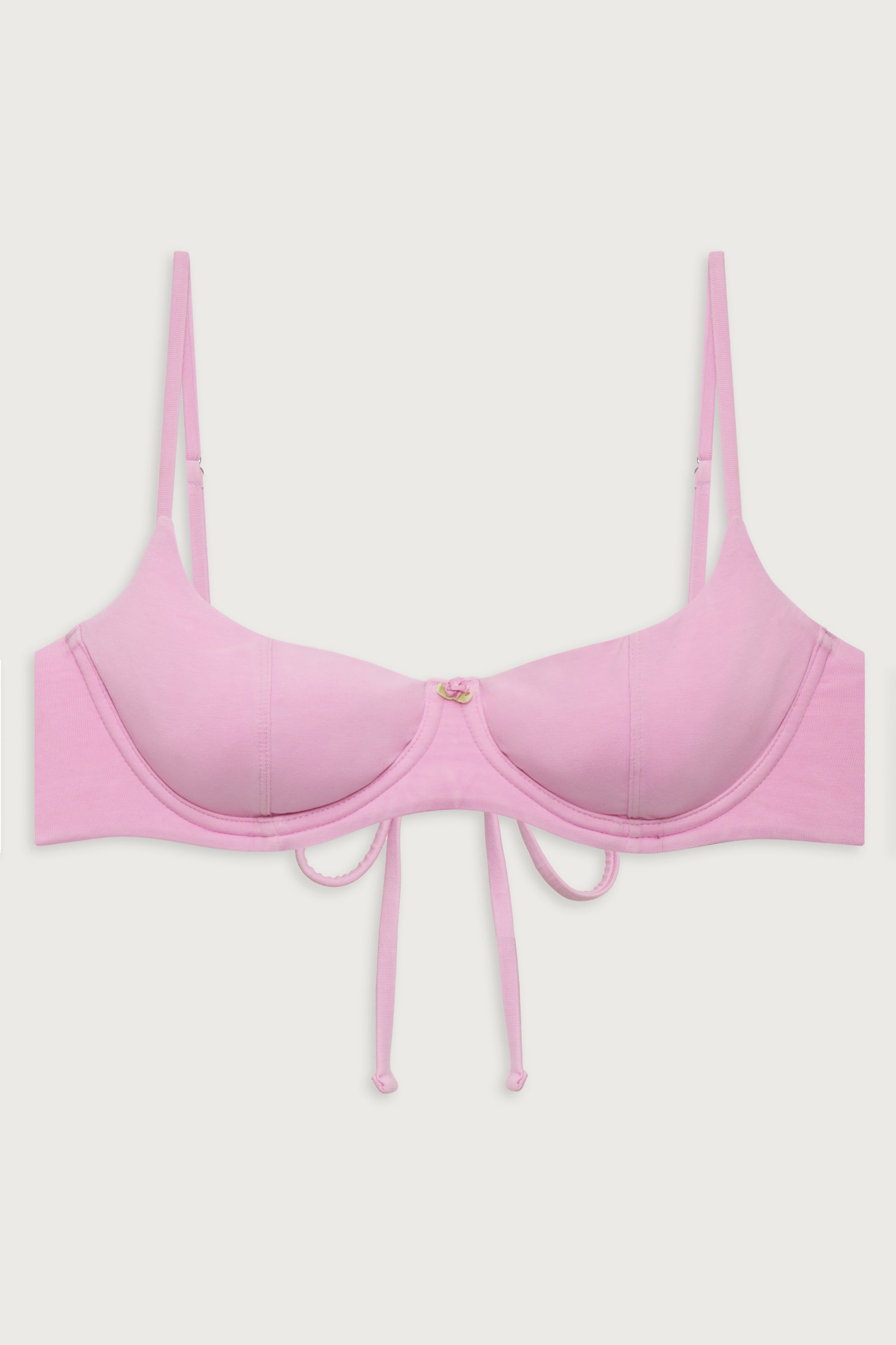 French Rose Cola Underwire Balconette Style Women's Bikini Top for Beach and Pool