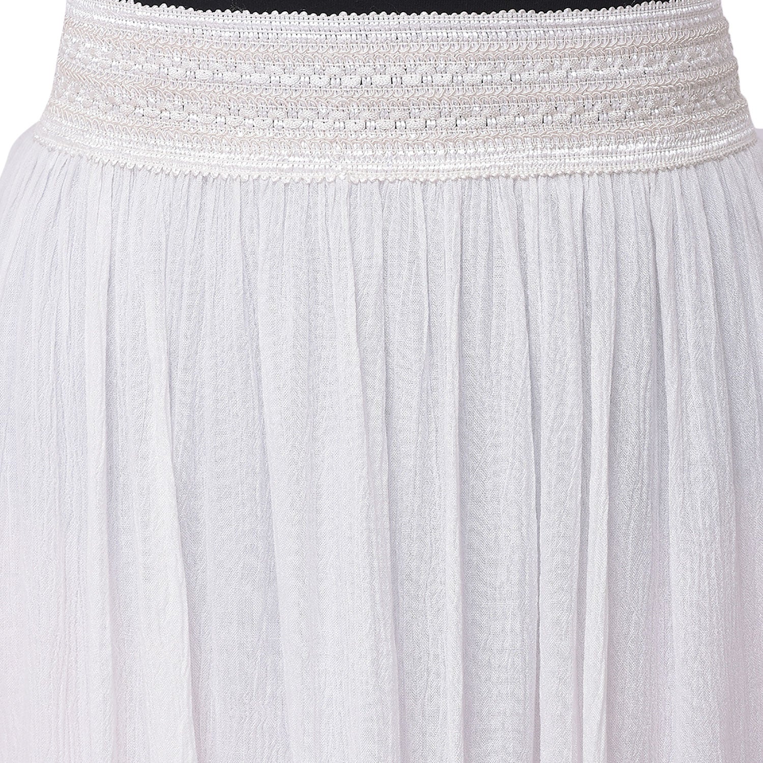 Elegant Solid White Knee - Length Rayon Skirt for Fashionable Women